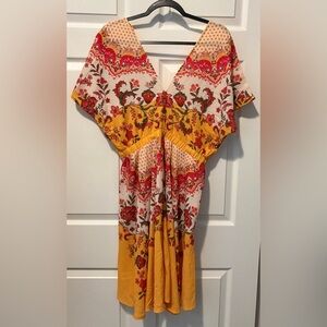 Umgee Red and Yellow Floral Dress